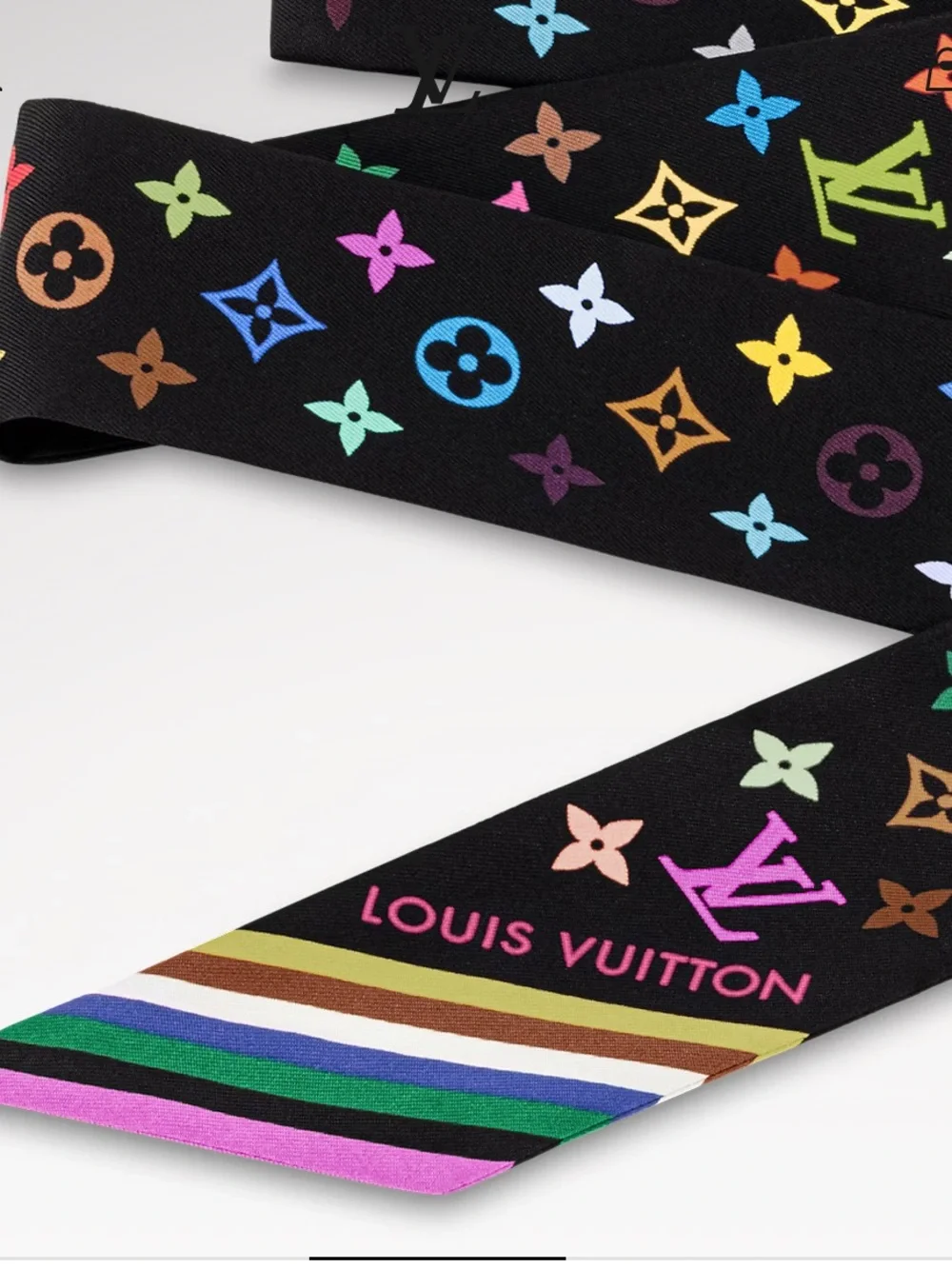 Louis. Vuitton. Multi-Color Signature Monogram Twilly T.M. L.E. Scarf